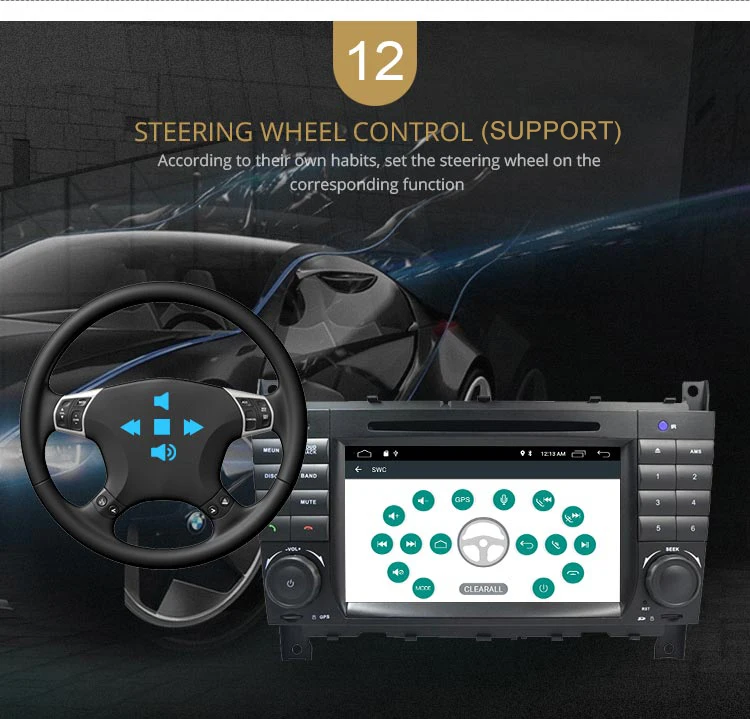 Sale LJHANG Android 9.0 Car DVD Player Stereo For Mercedes Benz W203/CLK200/CLK22/C180/C200 GPS Navi WIFI 2 Din Car Radio headunit BT 14