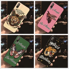 

FATPERSON Fashion PATCH Tiger head BEE Flowers design Phone cases For Apple iphone 7Plus 8Plus X 7 8 Plus 5 5S 6 6S Black cover