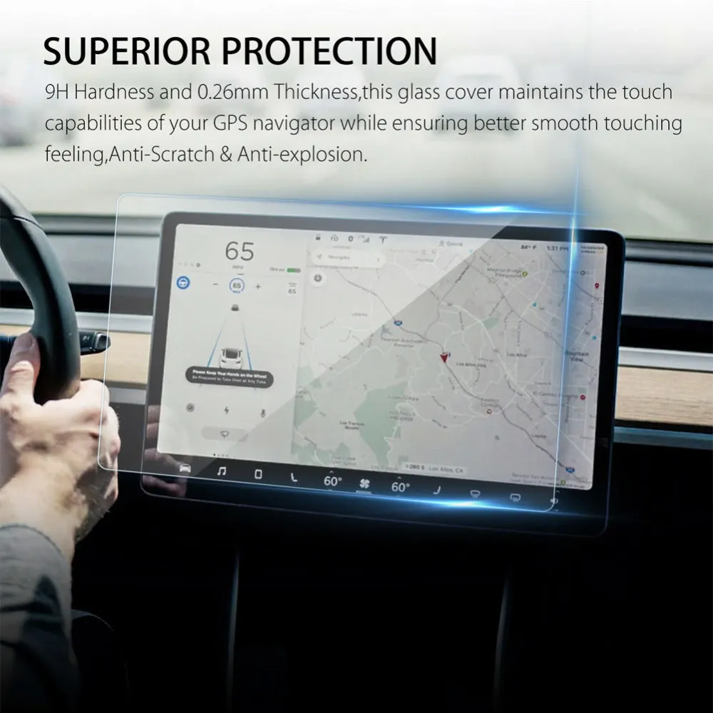 Automotive 15" Clear Tempered Glass Screen Protector Car Navigation Protection for Tesla Model3