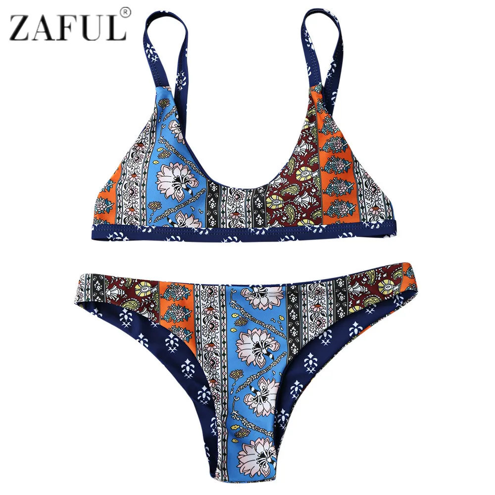 ZAFUL multi Цвет печати Мягкий Бикини Плавание ванный комплект пикантные Купальники