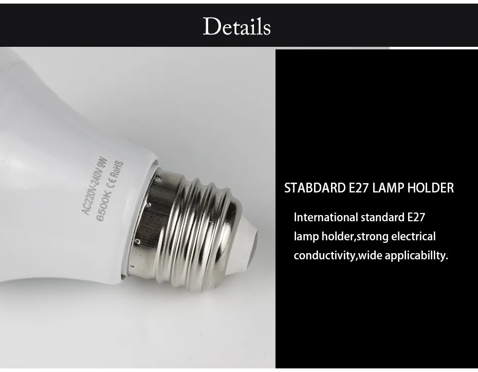 E27 LED Bulb 220V 3W 5W 7W 9W 12W 15W Real Power Led Lamp Energy Saving Aluminium bombilla led e27 Smart IC No Flicker