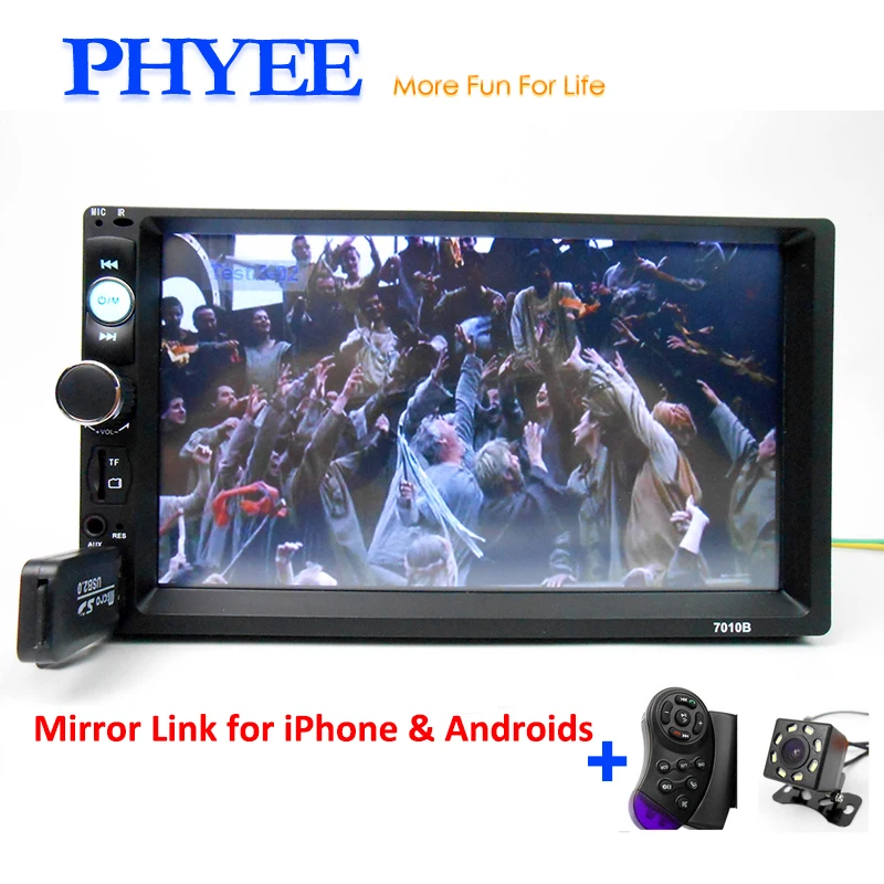 

7" HD Autoradio 2 Din Car Radio Mirror Link Stereo Audio Video MP5 Multimedia Player MP3 USB TF Aux Camera ISO Head Unit 7010B