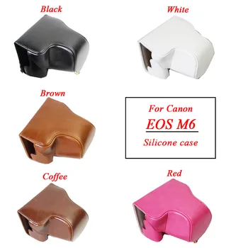 

New Pu Leather Camera Case Bag For Canon EOS M6 EOSM6 EOSM 6 15-45mm Lens With Strap Color