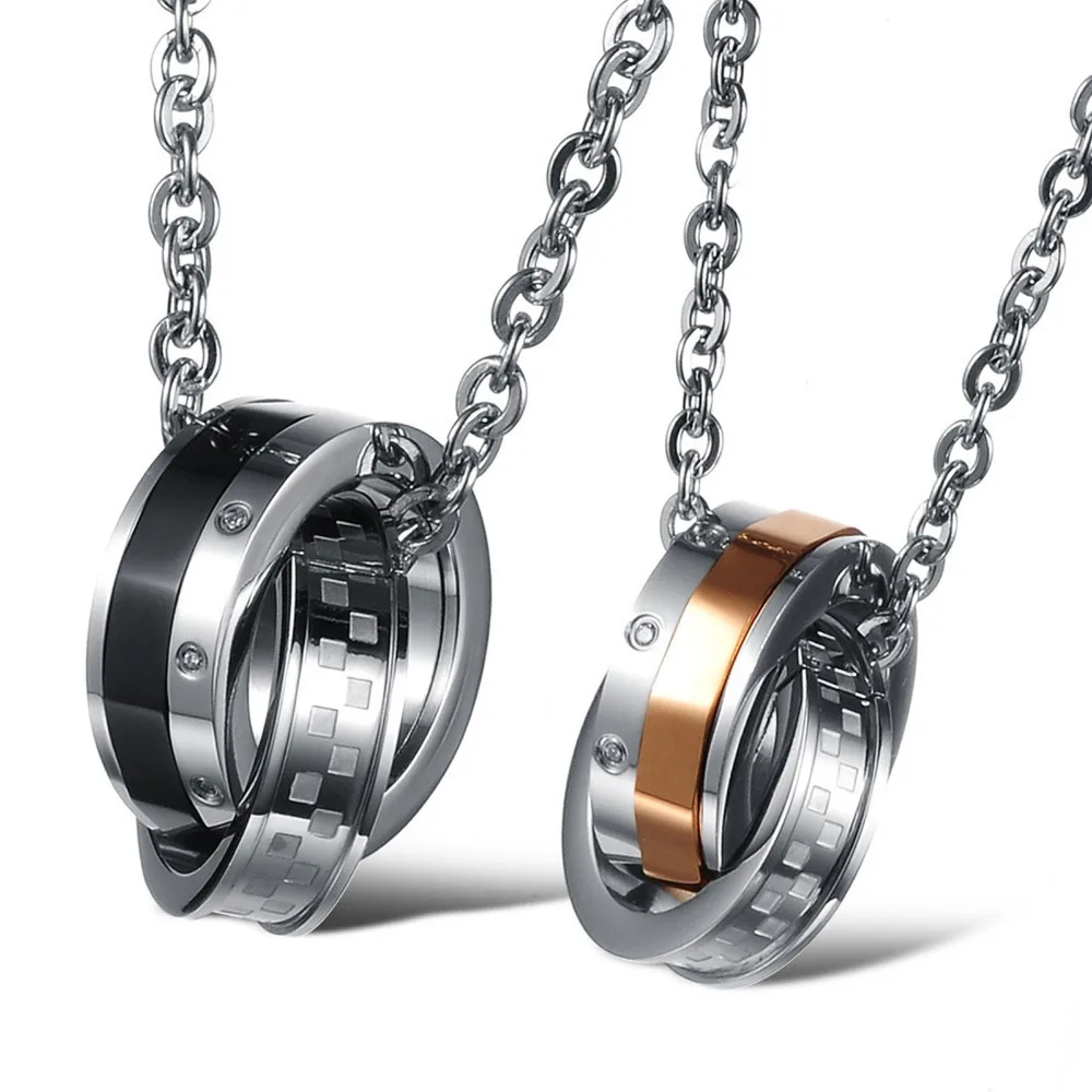 

2014 New Fashion Couple necklace Rotating double-circle male necklace non-mainstream jewelry male hangings natural pendant 840