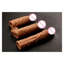 Realistic Condoms For Men Reusable Penis Sleeve For Male Extender Dildo Enhancer Intimate Enlargement Condom Male Cock sex toys 2017 soft realistic dildo penis sleeve condom penis enlargement increase simulation male penis extension sex toy for men