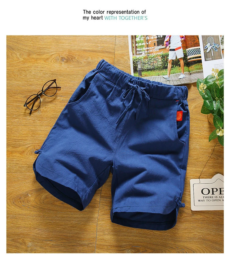 Горячая Мода Мужчины Лето свободный крой, повседневный пляжный шорты из хлопчатобуманой ткани "канифас" дышащие брюки ретро Harajuku стиль