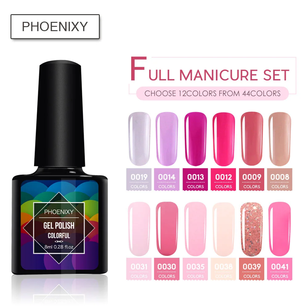

12Pcs/Set Nail Polish Set 8ML Nail Polish Gel Semi Permanent Nail Art Manicure Pure Color Set Base Top Coat For Nail Gel Polish