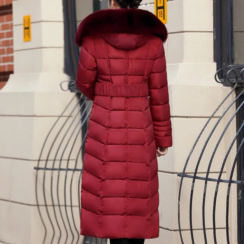 2019 X-Long Winter Jacket Women Hooded Plus Size 5XL Winter Coat Fur Collar Thicken Warm Down Jacket Female Outerwear Long Parka