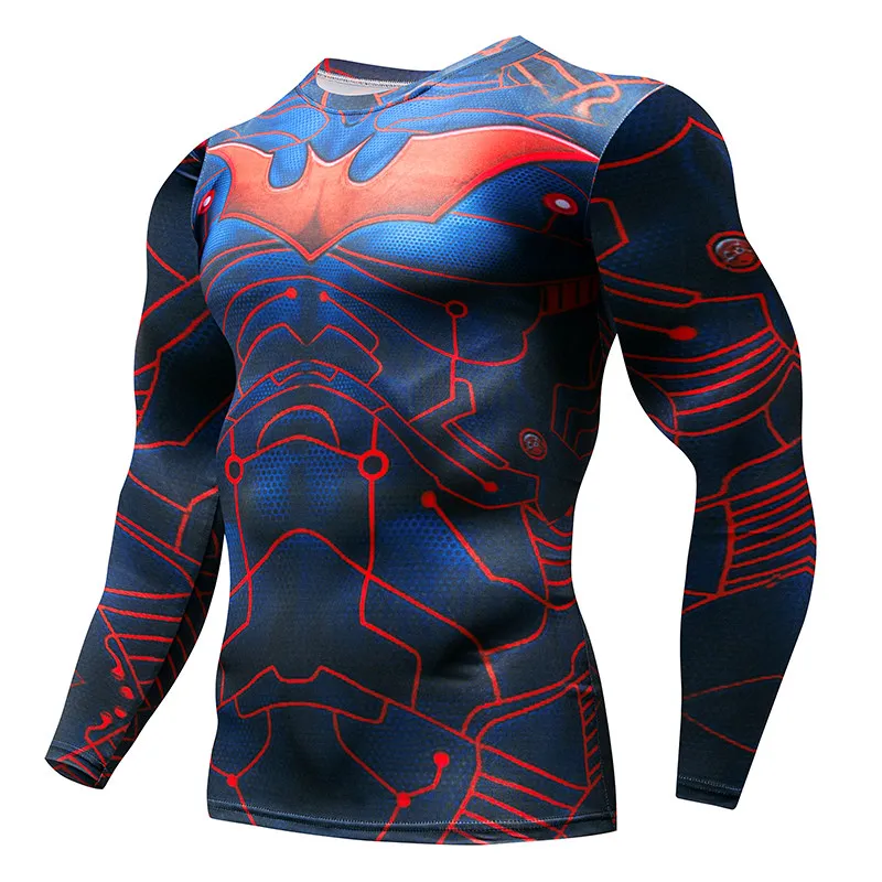 Мужская 3D печатная облегающая футболка с длинным рукавом стрейч супер хорошая Беговая Толстовка быстросохнущие дышащие колготки для фитнеса - Цвет: 16
