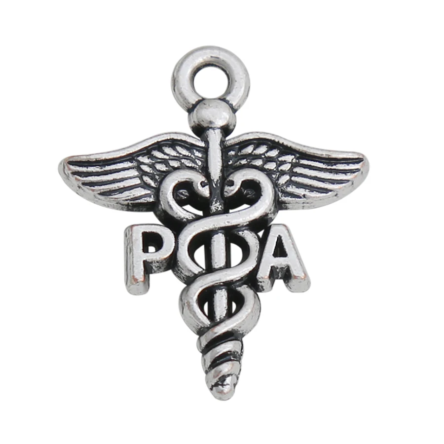 

RAINXTAR Alloy Physician Assistant Prayer PA Medical Caduceus Symbol Charms 50pcs 19*23mm AAC1317