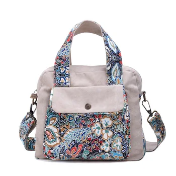

Crossbody female 2019 new Korean casual wild large capacity canvas portable handbags national wind small bag