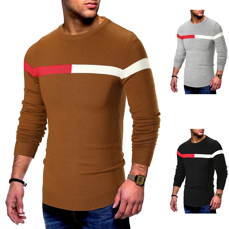 FAVOCENT Men Sweaters Autumn Winter Knitted Solid Simply Style Pullover Casual Slim Fit O Neck 