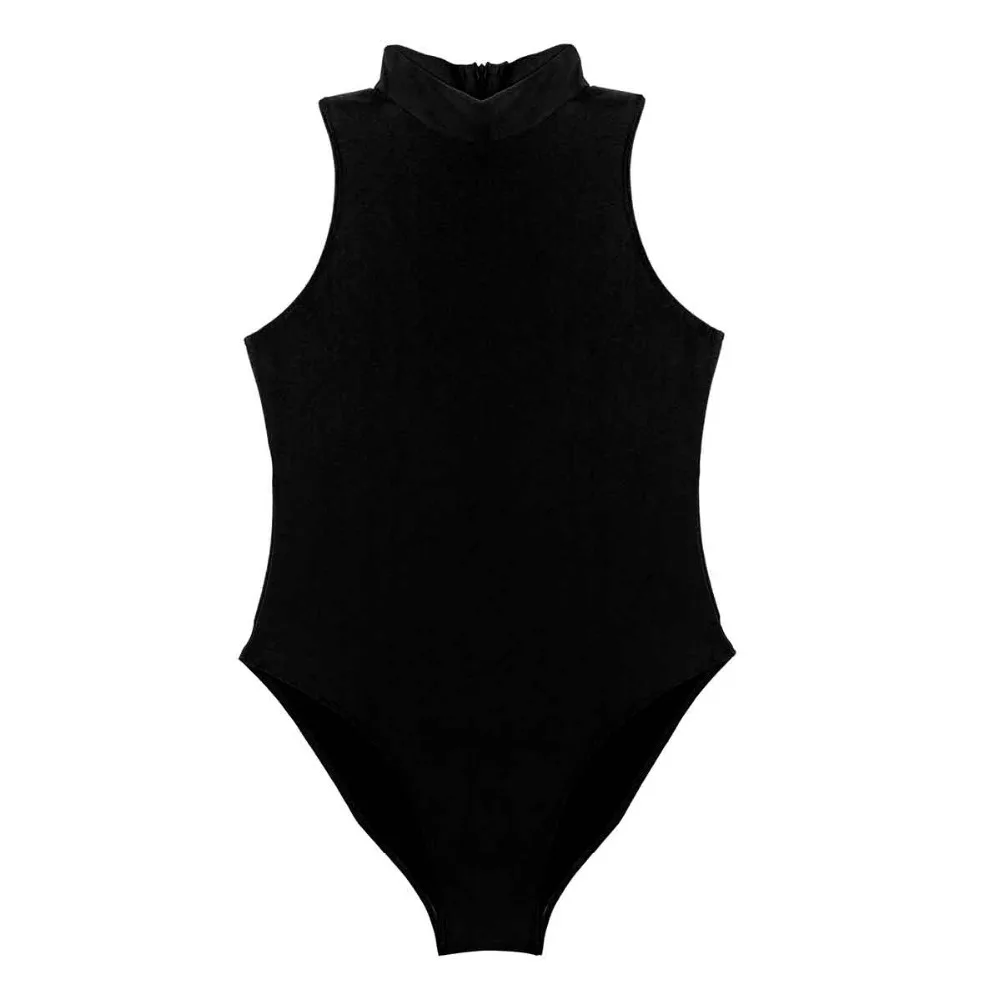 bustier bodysuit iiniim Women Adult Summer Swimsuits Sleeveless Stretch Solid High Cut Back Zipper Bodycon Dance Leotard Bodysuit Bathing Suits cut out bodysuit