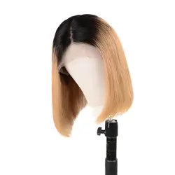 Короткие 13*6 Человеческие волосы remy прямые волосы боб парик 1B/27 бразильский парик для черных женщин медовый блонд Кружева передние парики