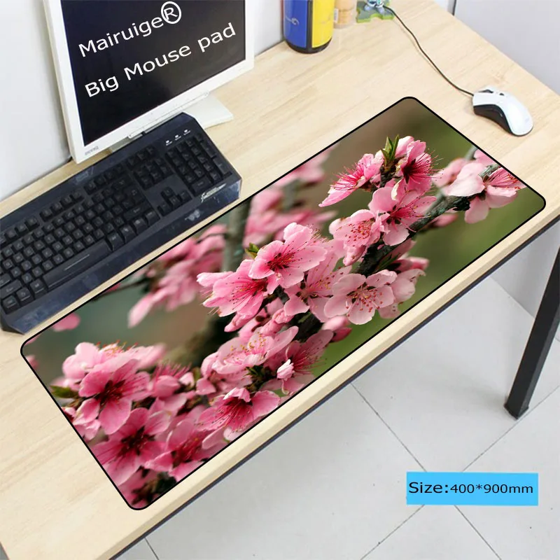  Mairuige Red White Flower Large Mouse Pad Overlock Edge Big Gaming mouse Pad Send BoyFriend the Bes