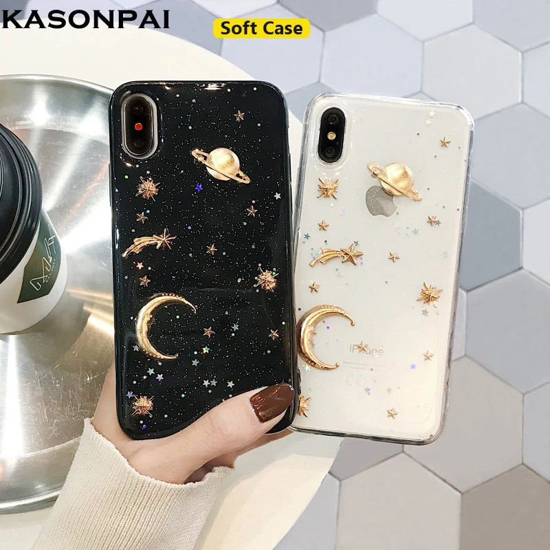 Блестящий чехол со звездным небом для телефона iPhone XS Max чехлы 7 XR X 6 6S 8 Plus мягкий