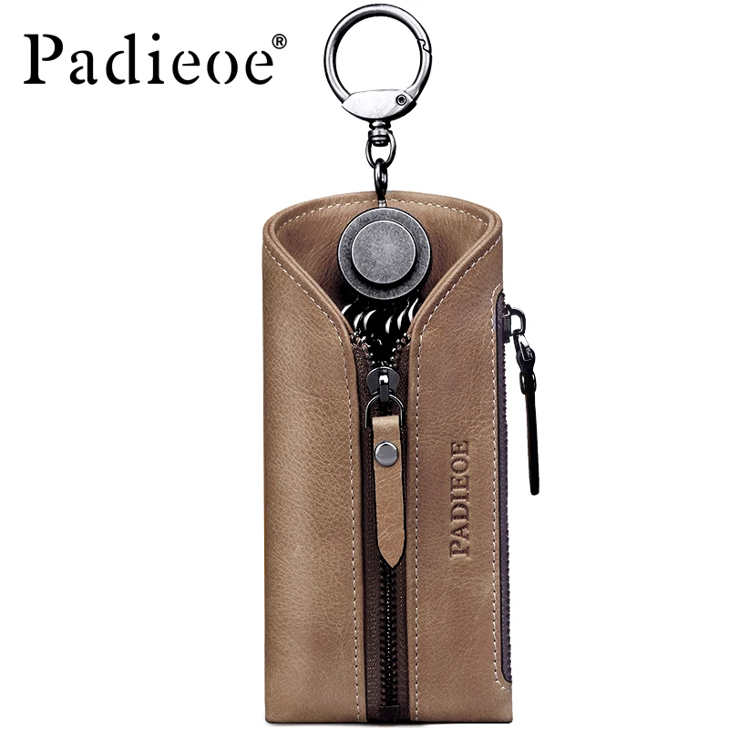 

Padieoe Travel Housekeeper Genuine Leather Business Key Bag Fashion Key Chain Covers Men Key Holder Women Small Key Case