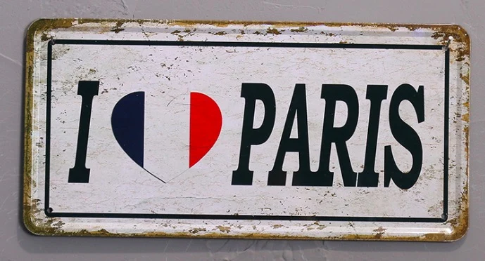 1 шт. I love France французский флаг Парижа жестяные пластинки знак стена человек