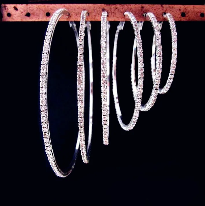 Rhinestone Small And Big Hoop Earrings For Women Bijoux Classic New Fashion Jewelry Wholesale Cute Gift