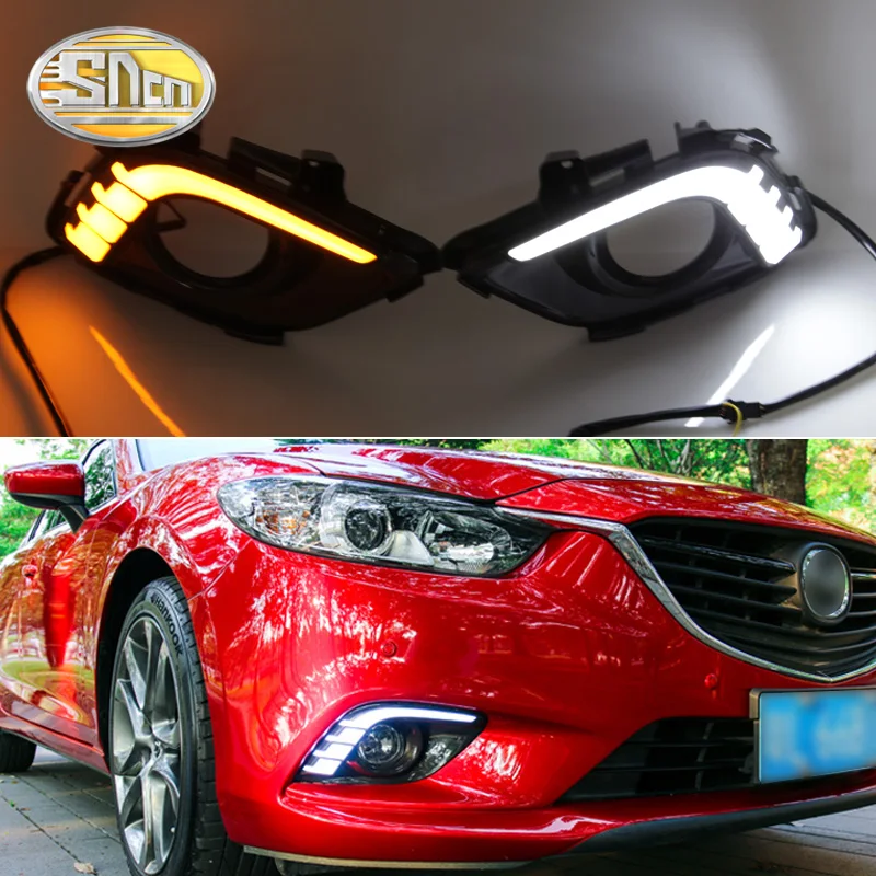 

2PCS LED Daytime Running Light For Mazda 6 Atenza 2014 2015 2016 Yellow Turn Signal Function 12V Car DRL Fog Lamp Decoration