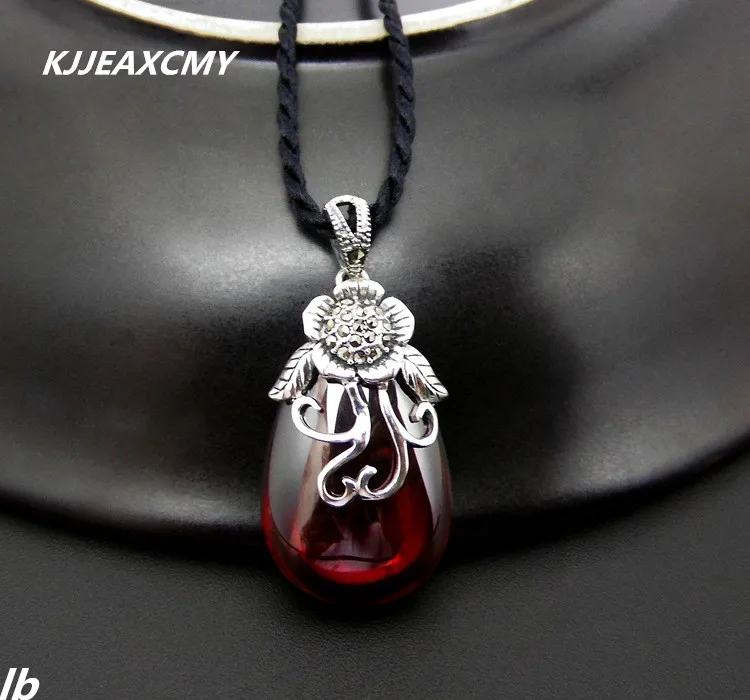 

KJJEAXCMY Thai Silver Garnet Flower Drop Pendant in Sterling Silver New Ladies New Atmosphere