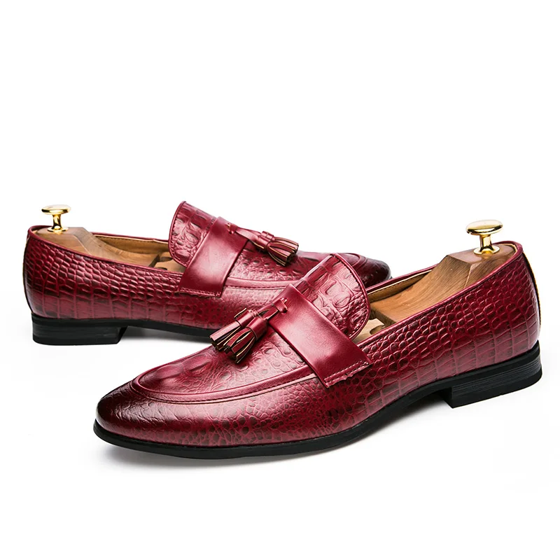 mens tassel shoes leather italian formal snake fish skin dress office footwear luxury brand fashion elegant oxford shoes for men (1)