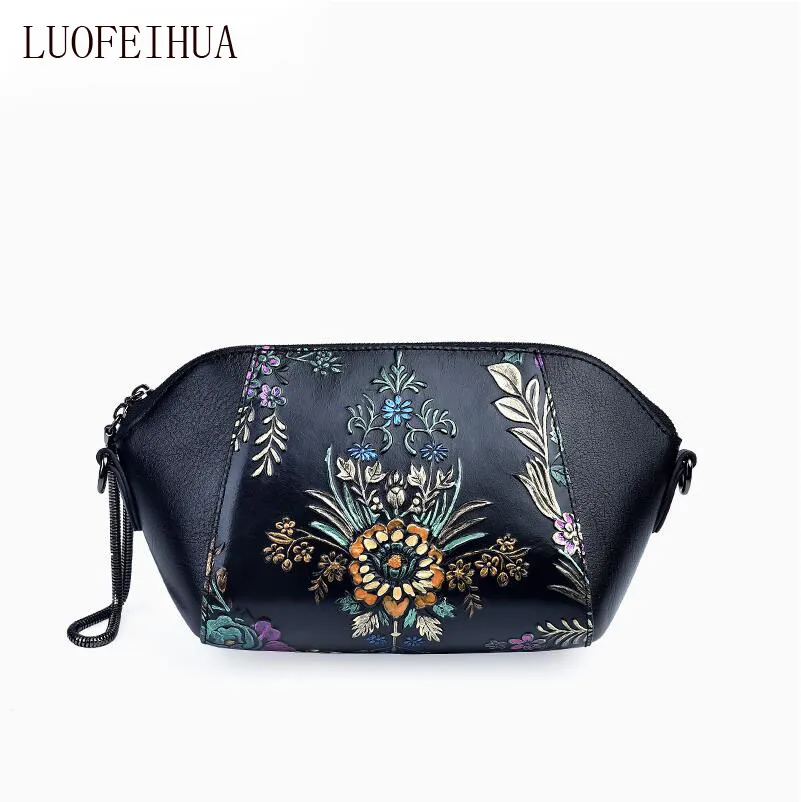 

Women Genuine Leather bag 2019 new original high-end national wind shoulder Messenger bag Designer bag
