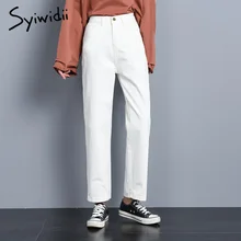 Женские джинсы, джинсы для мамы, женские джинсы с высокой талией, большие размеры, Джинсы бойфренда для женщин, свободные летние тонкие белые, хаки, черные джинсовые штаны