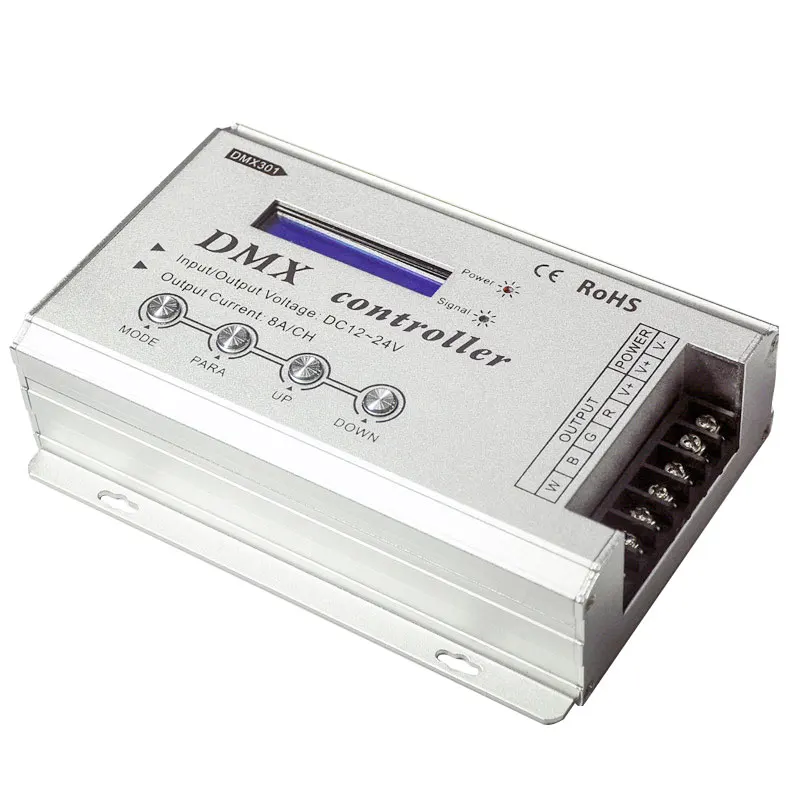 DMX301 низкого напряжения DC12-24V светодиодный DMX контроллер с ЖК-дисплей цифровой дисплей 8A/канал 3 канала для rgb светодиодный полосы освещение