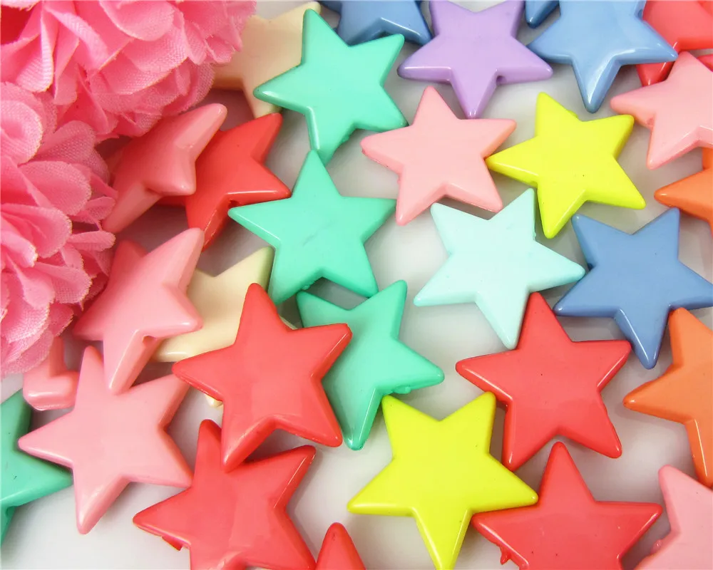 

50 Mixed Star Acrylic Spacer Beads 22x22mm(7/8"x 7/8") For Pendant Beads Jewely Bracelet Accessories