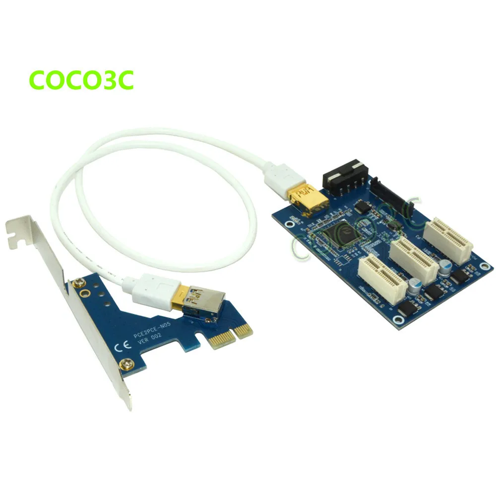 1 to 3 PCI express 1X slots Riser Card PCIe x1 to external 3 PCIe slot adapter PCI-e Port Multiplier Card (5)