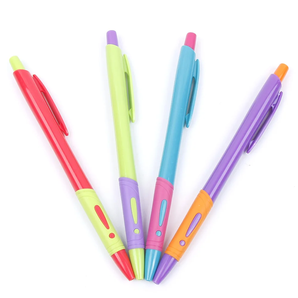 

New 4 Pcs / Set Plastic Ballpoint Pen Red Black Blue Transparent Ballpoint Pen - 0.7mm Stationery Office School Supplies