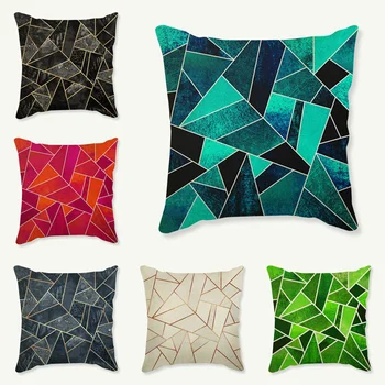 

Linen Cushion Covers Throw Pillows Home Decorative Cushion Cover 45x45cm Abstract Geometric Diamond Pillow Case Black Grey Blue
