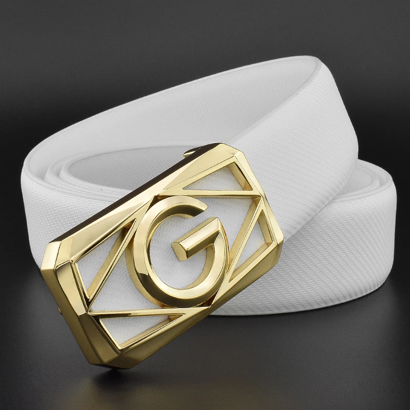 G letter buckle High Quality golden buckle belt men fashion Personality
