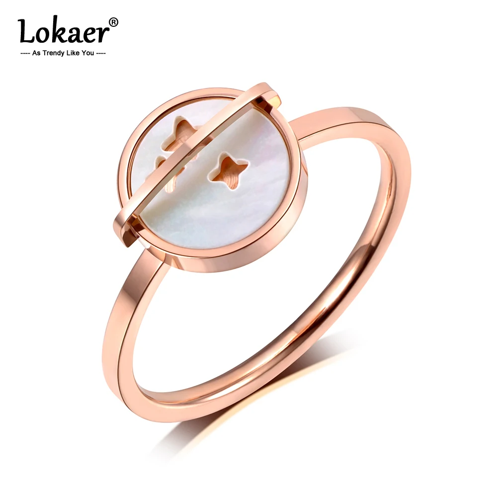Lokaer, модный дизайн, звезда розового золота, кольца, титан, нержавеющая сталь, белая оболочка, обручальные кольца для женщин, Помолвочные подарки R19068