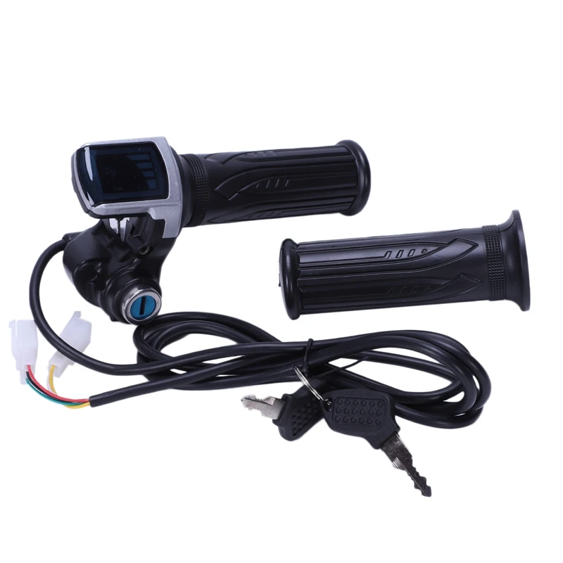 

36V Universal Electric Bicycle Throttle Handle With Led Display Indicator Speed Power Display Key Lock For Electric Scooter Tw