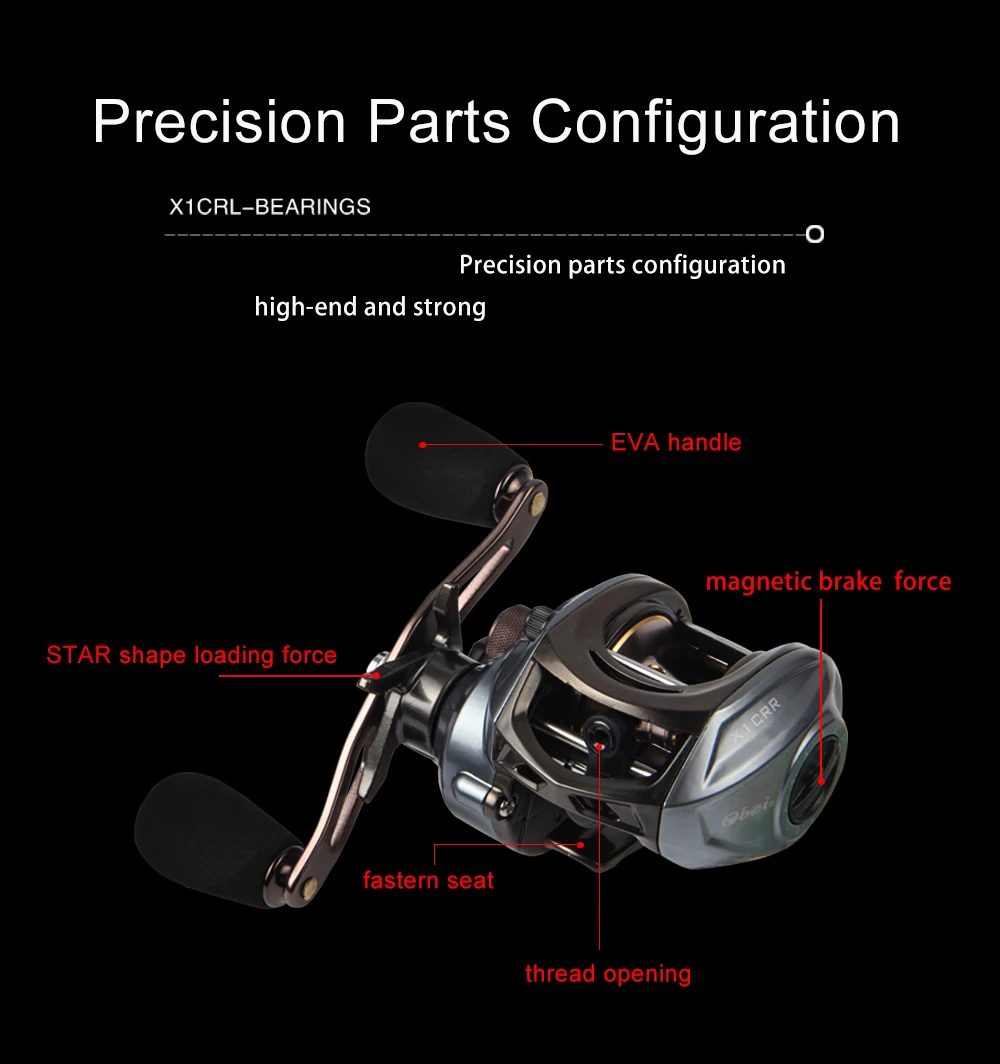 Obei X1 CRL плюс двойной тормозной Системы катушка для заброса приманки 8 кг Макс Перетащите 11+ 1 ББ 6,3: 1 высокая Скорость Рыболовная катушка