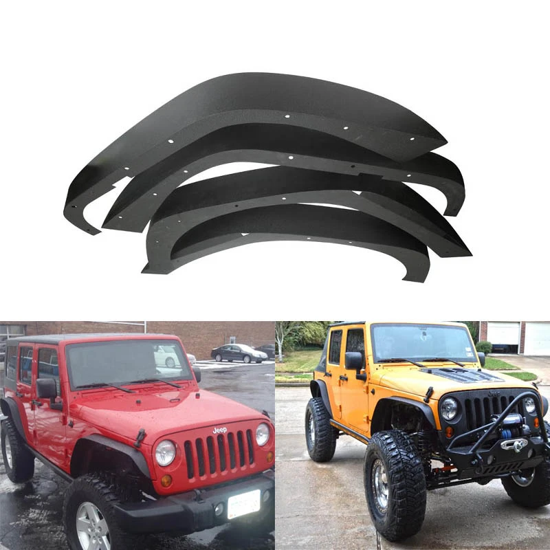 A Set Black Flat Fender Flares For Jeep Wrangler JK & Unlimited Models 2007  2008 2009 2010 2011 2012 2013 2014 2015|fender deluxe|flare skirtflare  magazine - AliExpress