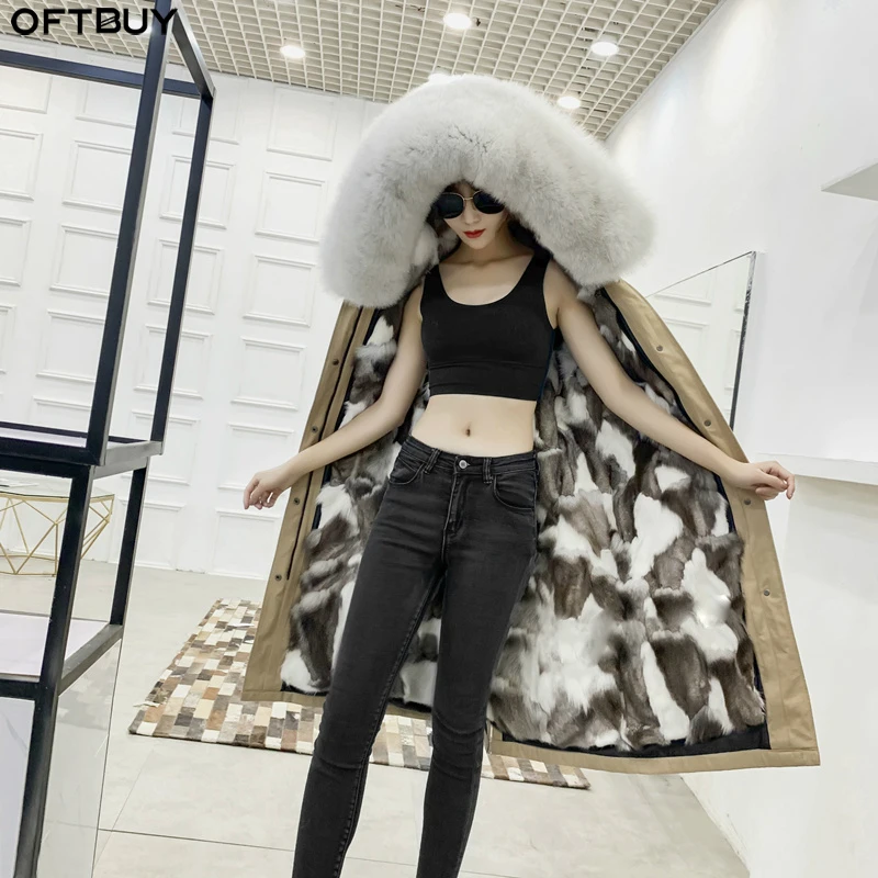 Женская парка с лисьим мехом OFTBUY длинная теплая уличная куртка на зиму 2020 | одежда
