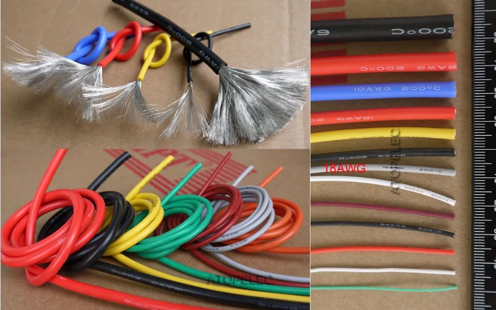 18AWG 2.3mm OD Flexible Soft Tinned Copper Silicone Wire RC Cable UL