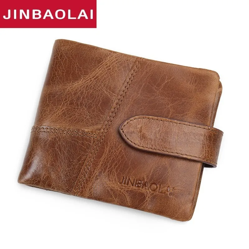 

New 100% Genuine Leather Men Wallets Man Famous Small Short Portomonee With Coin Zipper Mini Male Purses Card Holder Walet Purse