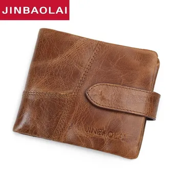 

New 100% Genuine Leather Men Wallets Man Famous Small Short Portomonee With Coin Zipper Mini Male Purses Card Holder Walet Purse