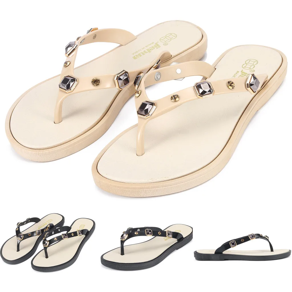 

CHAMSGEND Summer Women's Casual Beach Slippers Comfortable flip-flops non-slip sandals seaside holiday comfortable beach shoes