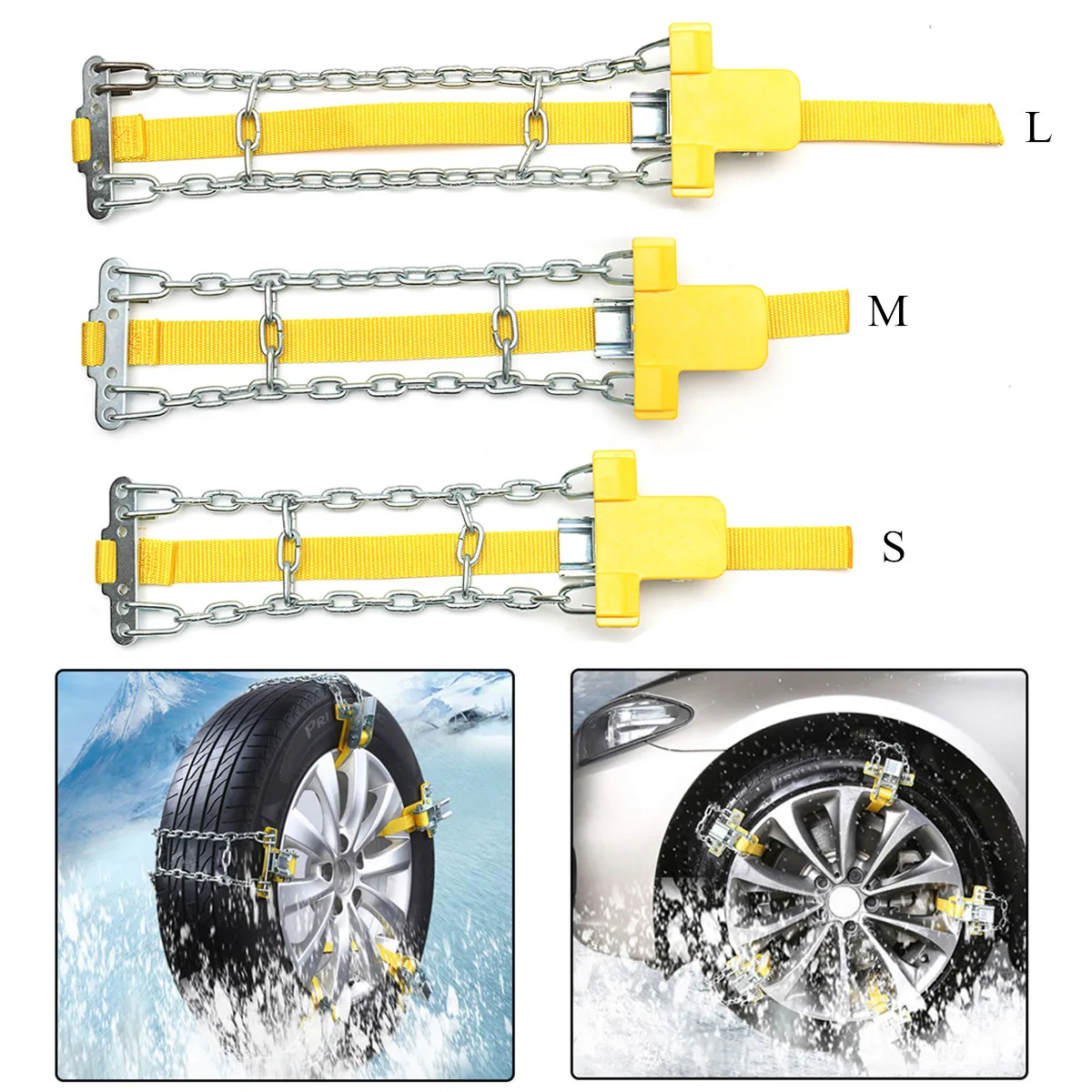 

Audew Auto Manganese Anti-skid Steel Chains Car Skid Belt Snow Mud Sand Tire Clip-on Chain S/M/L For Ice/Snow/Mud Roads