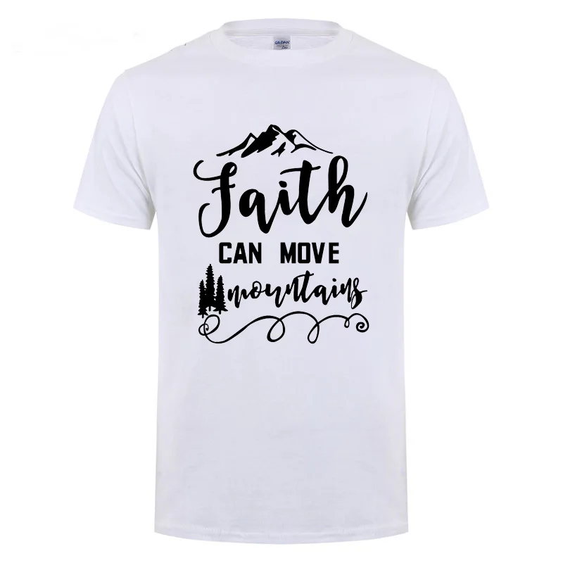 Веселая футболка с надписью Jesus Christian Faith Can Move Mountains для мужчин и женщин хлопковая