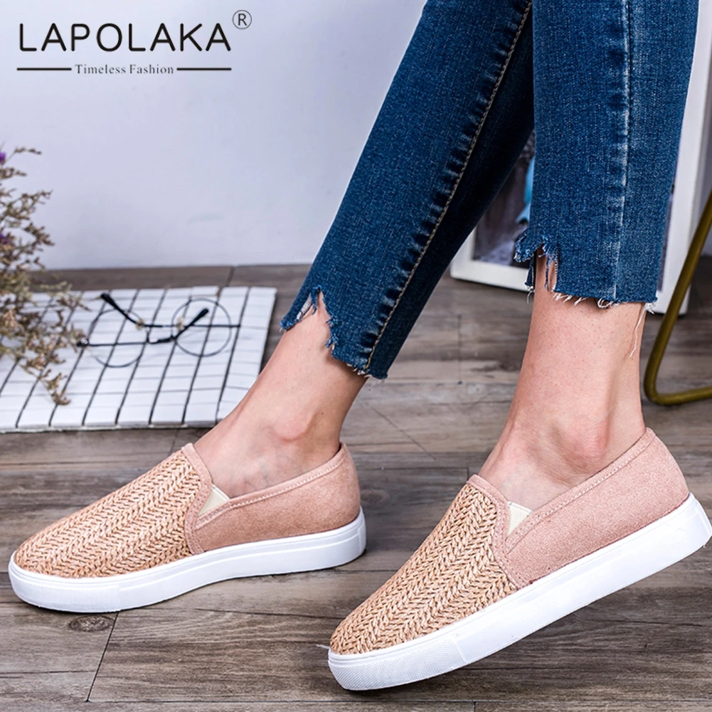 

Lapolaka women's Loafers Shoes Woman Weave Flock Comfortable Flats Shoes For Women Leisure Shoes Woman Size 35-43