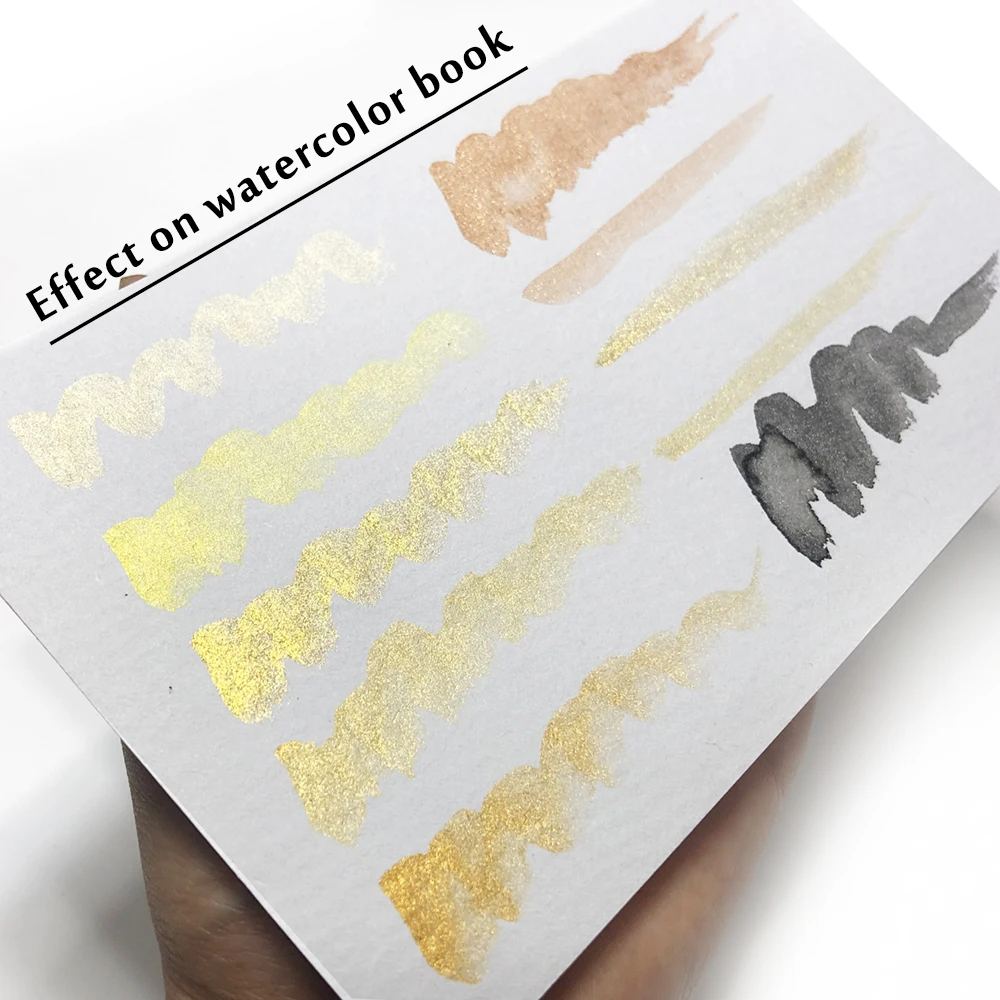 Günstige Premium 5 8 Farben Wasser Feste Farbe Set Metallic Gold Pigment Farbe Mit Waterbrush Für Künstler Malerei Aquarelle Kunst liefert