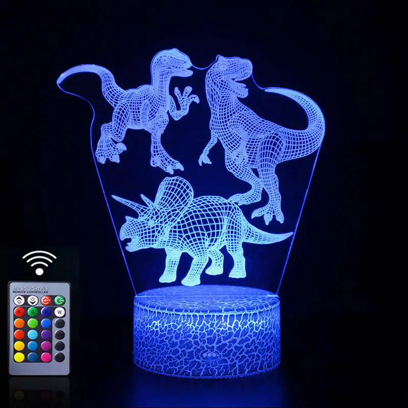 Творческий 3D динозавр светодиодный Ночной светильник сенсорный пульт дистанционного управления настольная лампа домашний декор праздник для рождественской вечеринки Подарки для Для детей игрушка - Испускаемый цвет: 32