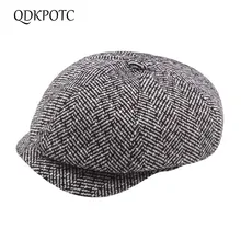 QDKPOTC, новинка, полушерстяная Кепка, газетчик, высокое качество, берет, Ретро стиль, елочка, твид, восьмиугольная шапка для мужчин, шапки для папы, кепка s