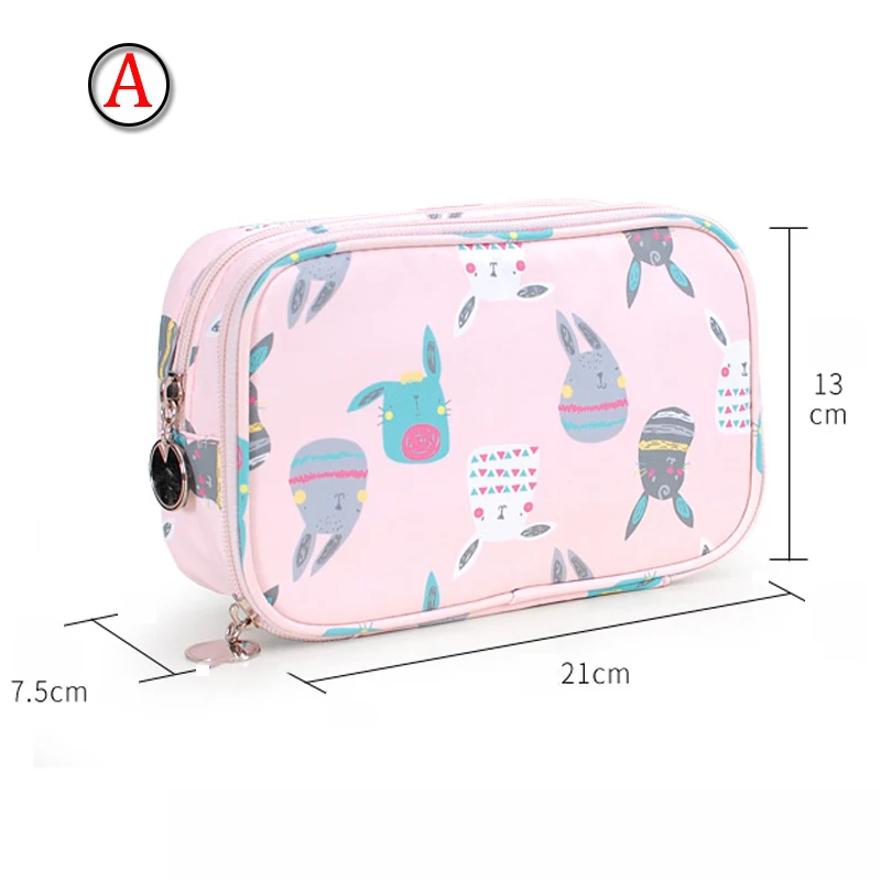 Cute Girl Professional Travel Small Makeup Bag Double Waterproof Cosmetic Bag Fashion Beautician Organizer Toiletry Makeup Pouch